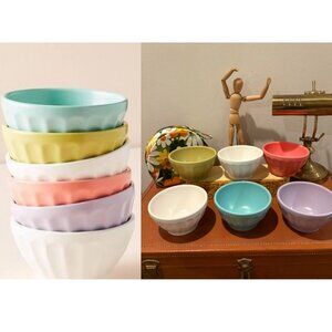 Brand New in Box Set of (6) Anthropologie Matte Pastel Latte Cereal Bowls Retro